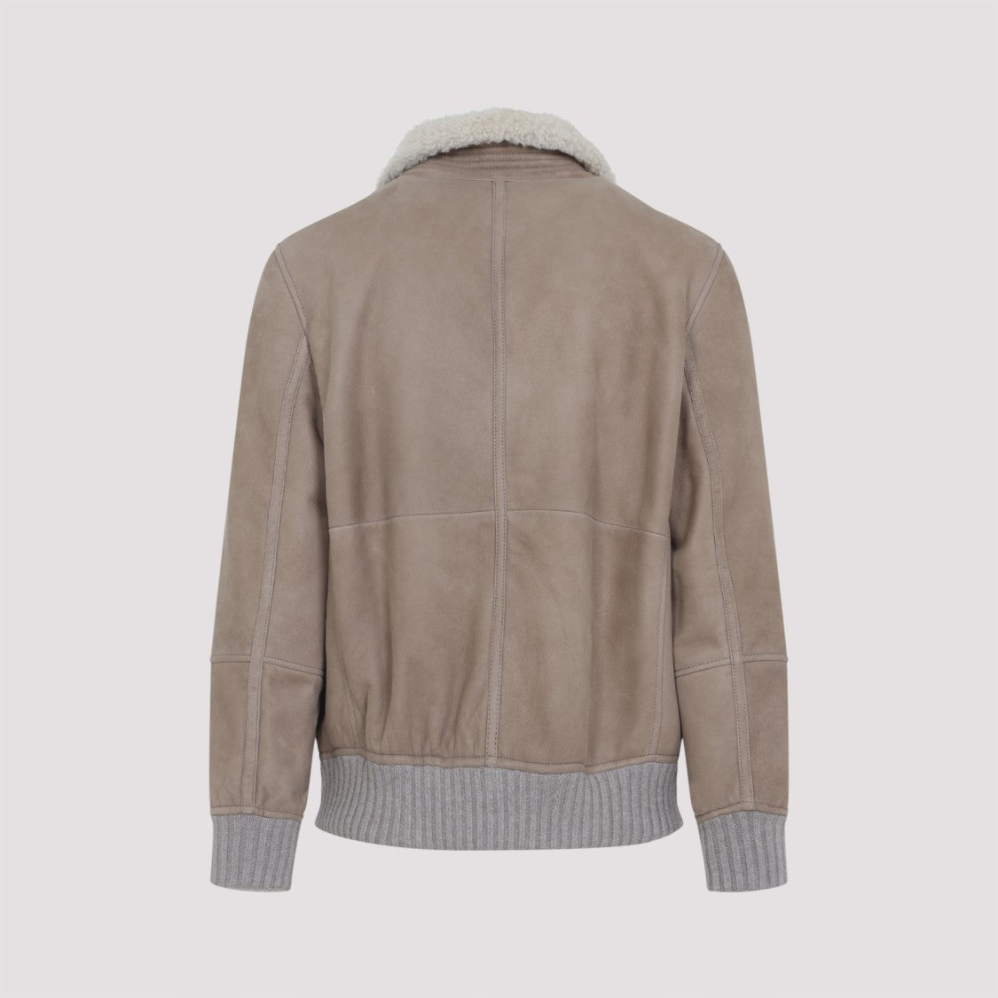 Brunello Cucinelli Shearling Collar Light Brown Sheepskin Jacket