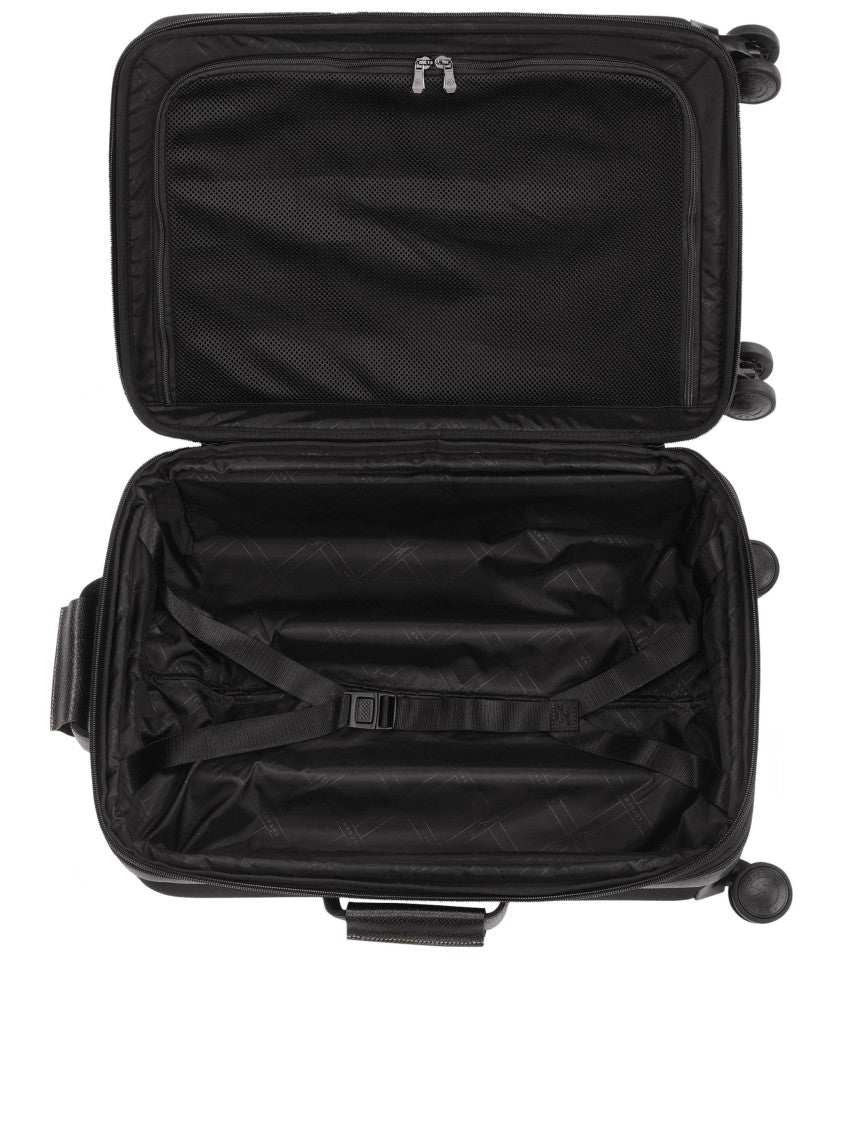 Longchamp Compact Square Black Suitcase With Telescopic Handle