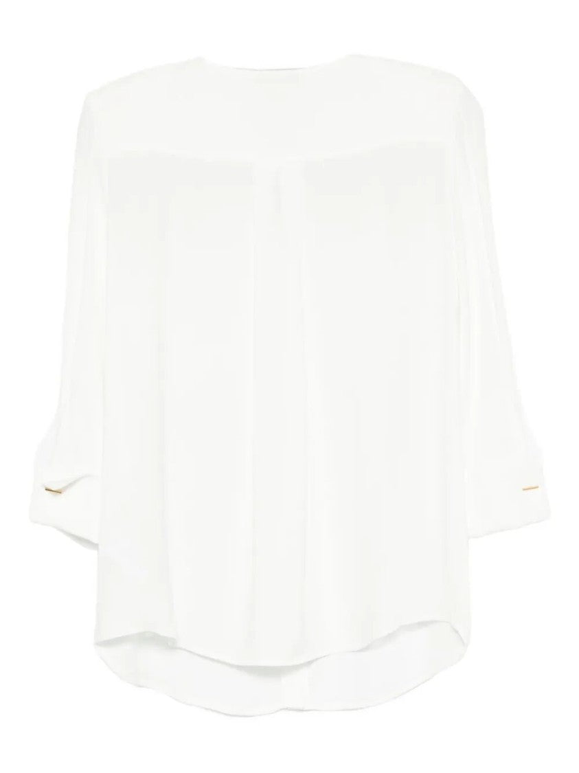 Elisabetta Franchi Relaxed-Fit White Shirt With Gold Accents