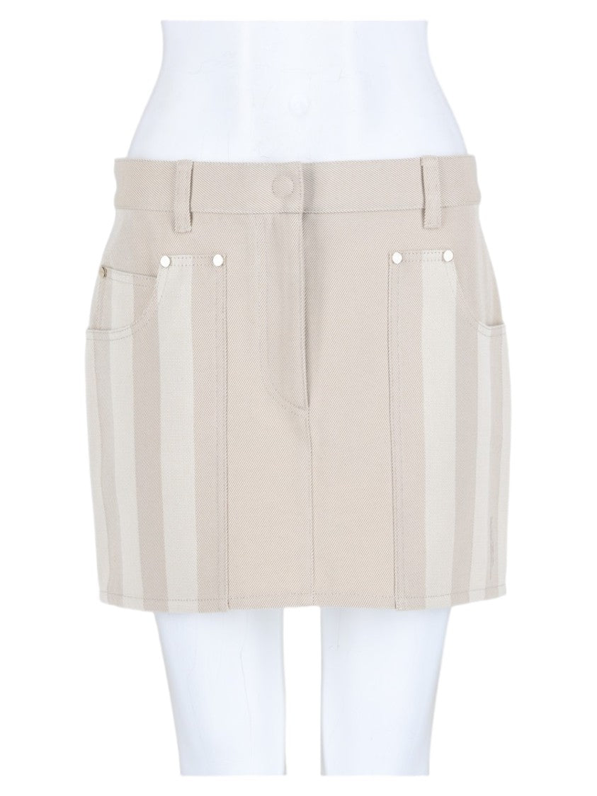 Fendi Ivory Tailored Striped Cotton Mini Skirt