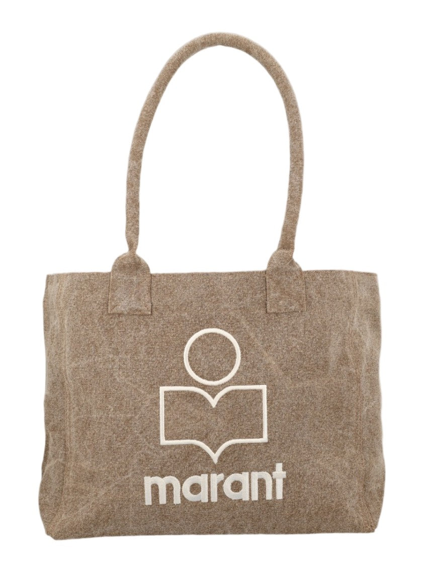 Isabel Marant Bordeaux Prominent Logo Cotton Tote Bag