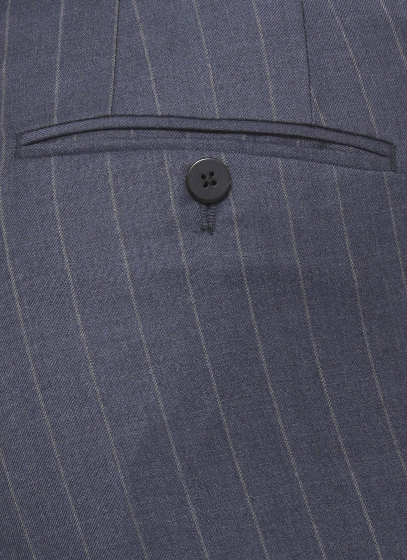 Caruso Double-Breasted Wool Suit With Pinstriped Pattern