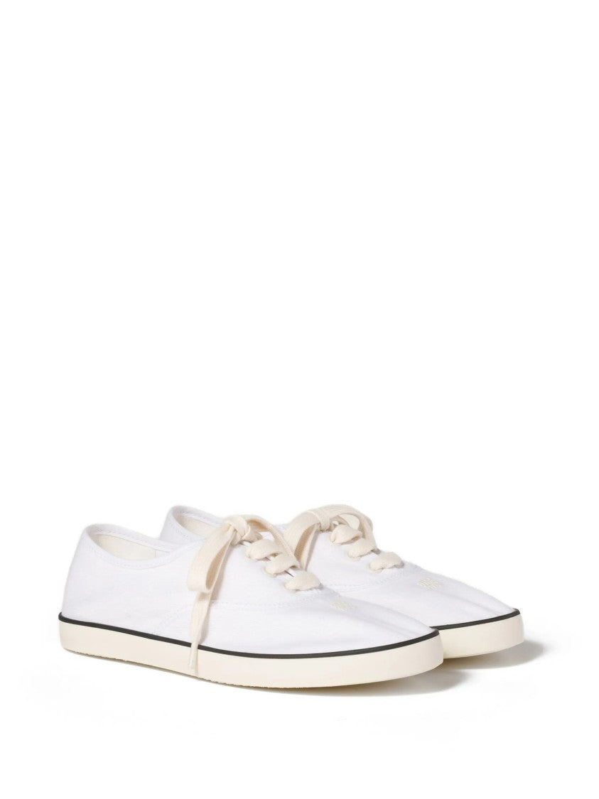 Miu Miu White Minimalist Low-Top Smooth Canvas Sneakers