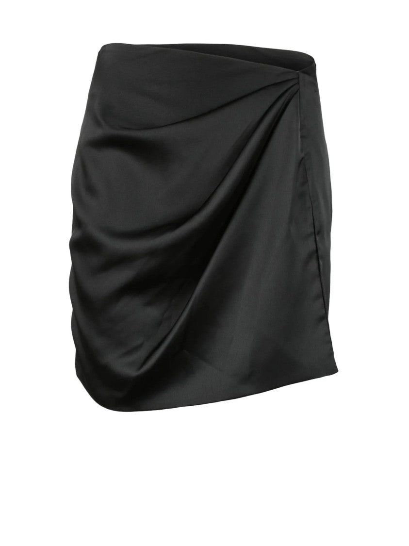 Nine Minutes Black Draped Detail Stretch Mini Skirt