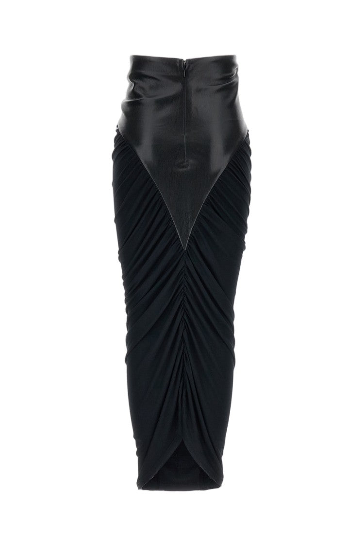 The Andamane Black Ursula Draped Jersey Midi Skirt