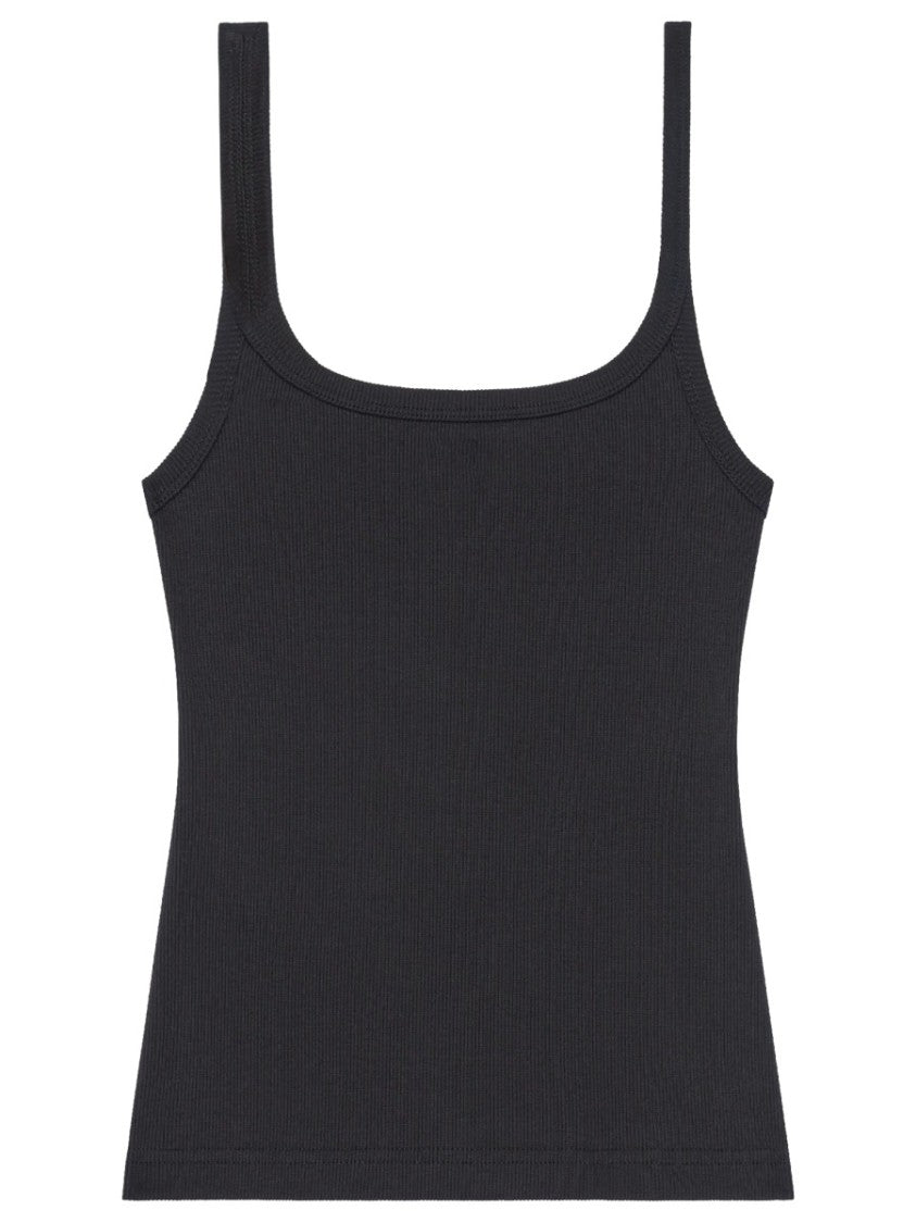 Courrèges Fitted Ribbed Knit Buckle Strap Tank Top