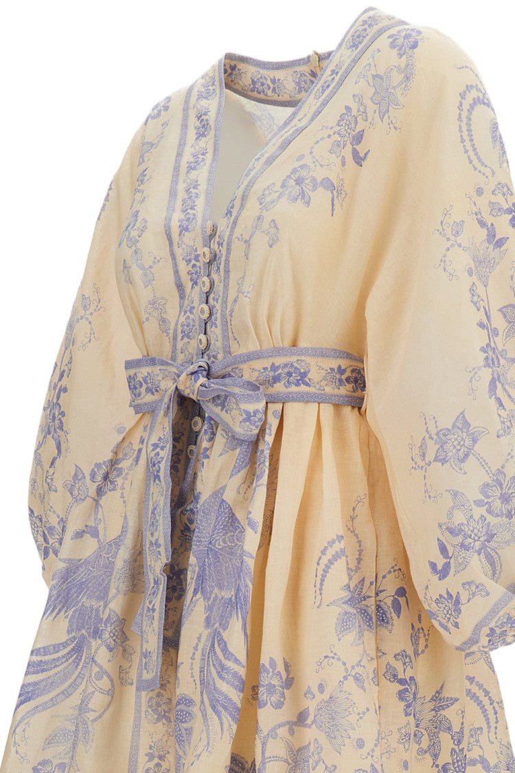 Zimmermann Indra Floral Mini Dress With Deep V-Neckline