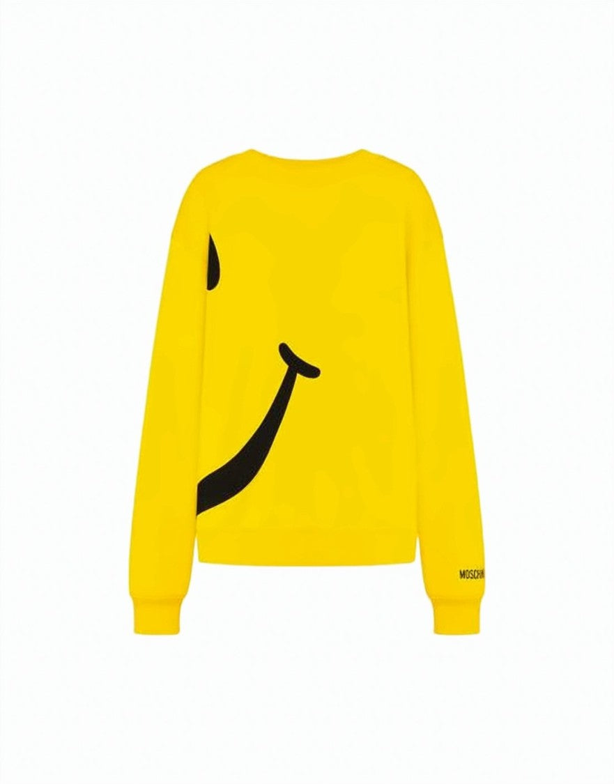 Moschino Bright Yellow Long-Sleeve T-Shirt With Graphic Smiley Face