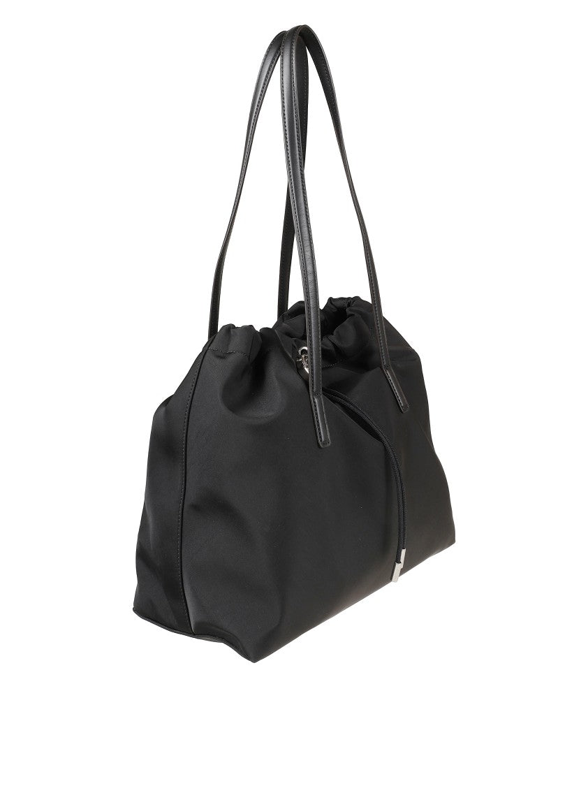 Moncler Spacious Black Tote Bag With Drawstring Closure