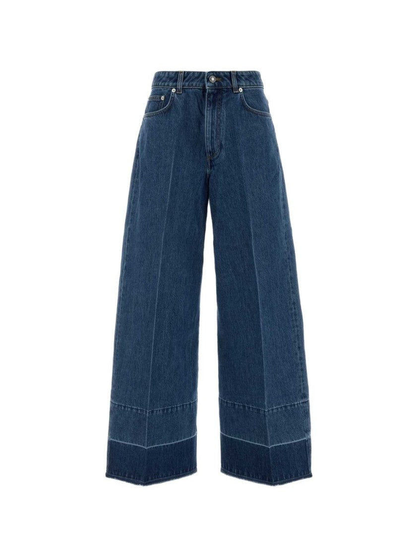 Givenchy Blue High-Waist Cropped Wide-Leg Jeans