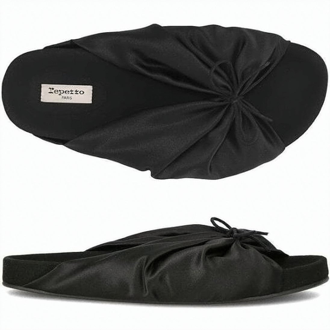 Repetto Satin Mule Slipper With Gathered Upper