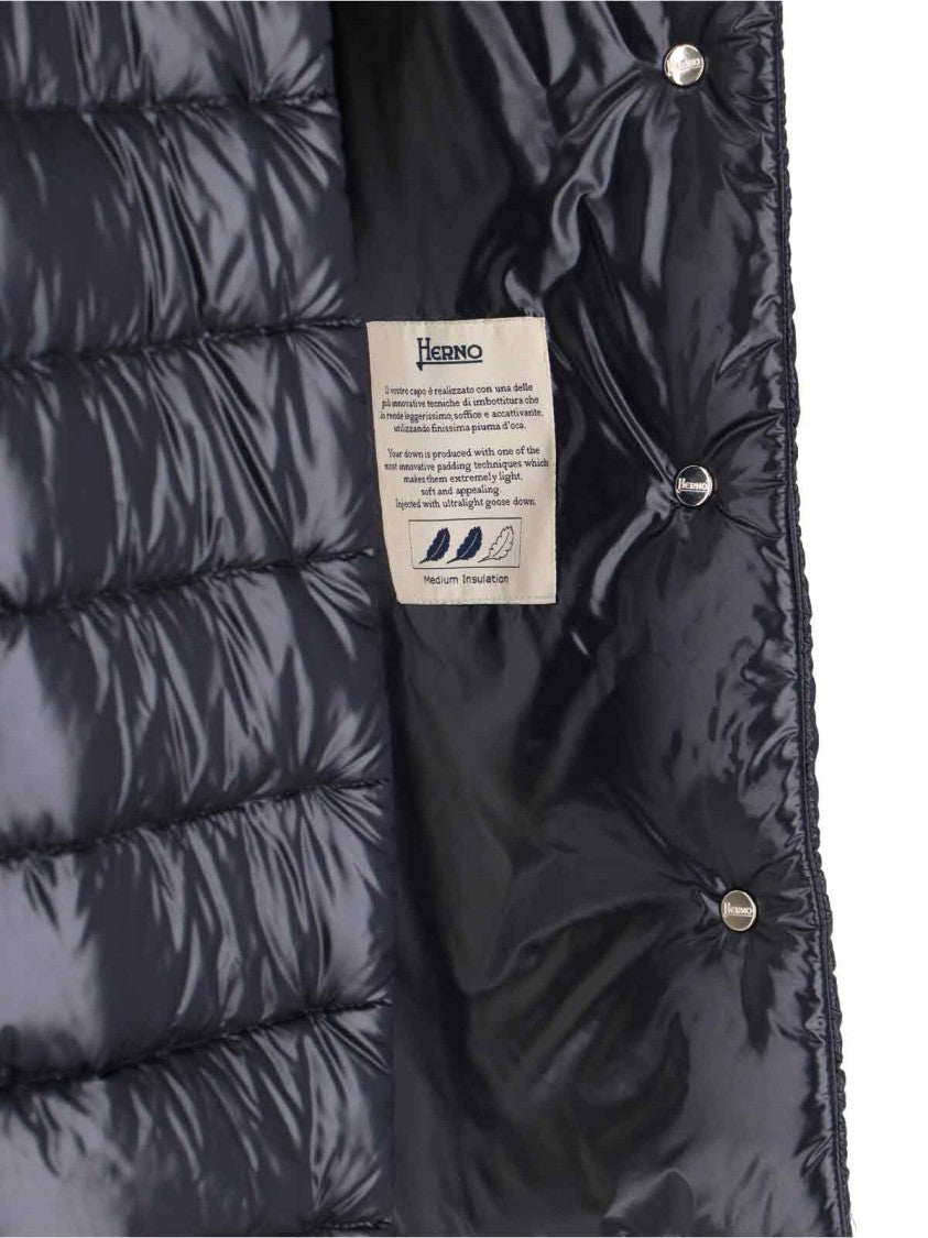 Herno Black Amelia High Neck Button Puffer