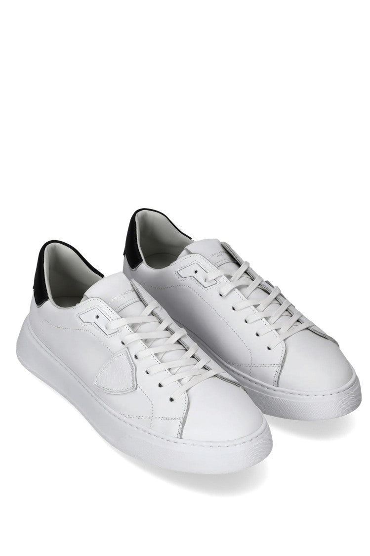 Philippe Model Temple White Black Trim Leather Sneakers
