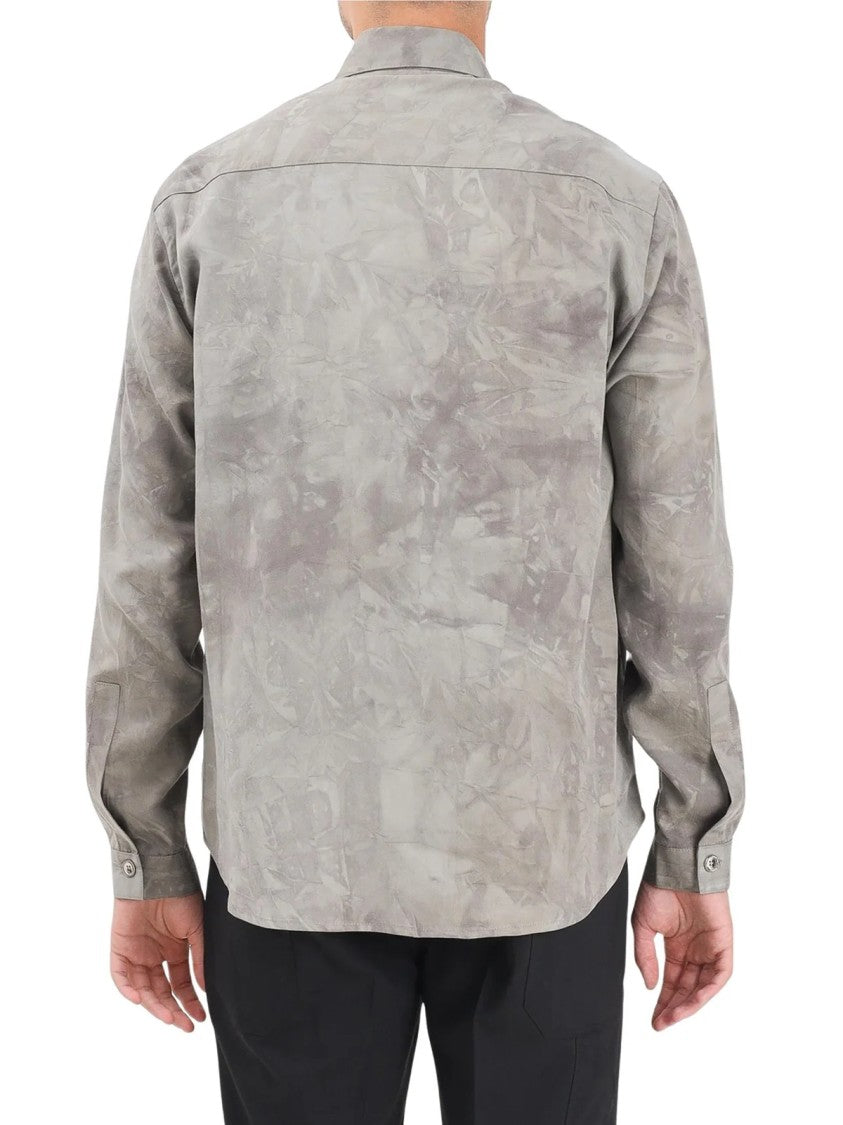 Yes London Grey Abstract Viscose-Blend Shirt