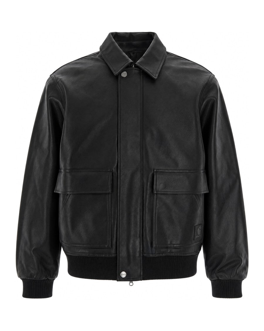 Carhartt Wip Black Arizona Faux Leather Quilted Jacket