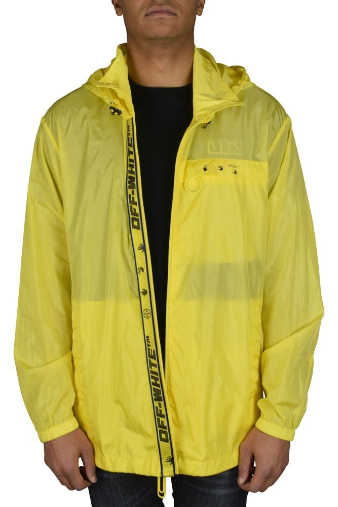 Off-White Yellow Off-White Windbreaker With Iconic Logo Accents