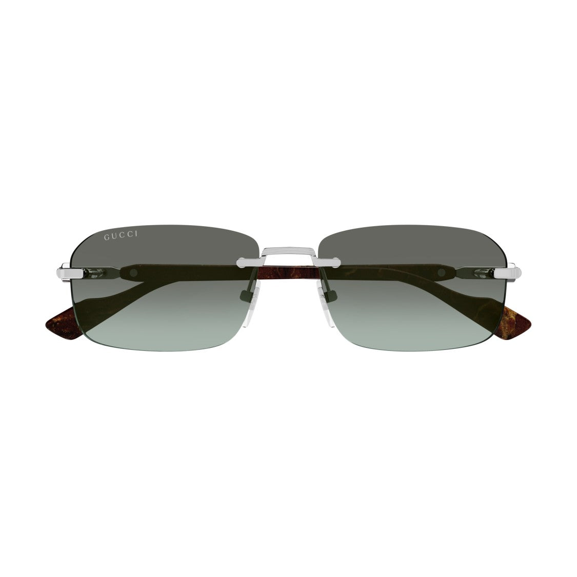 Gucci Rimless Rectangular Sunglasses With Gradient Lenses And Tortoiseshell Temples