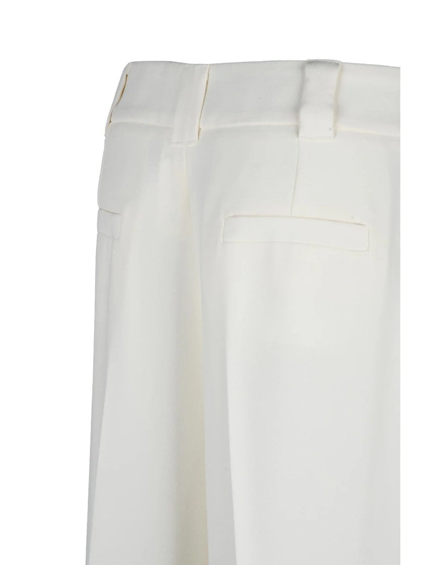 Marella Art.365 Fluid Drape White Straight-Leg Pants With High Waist