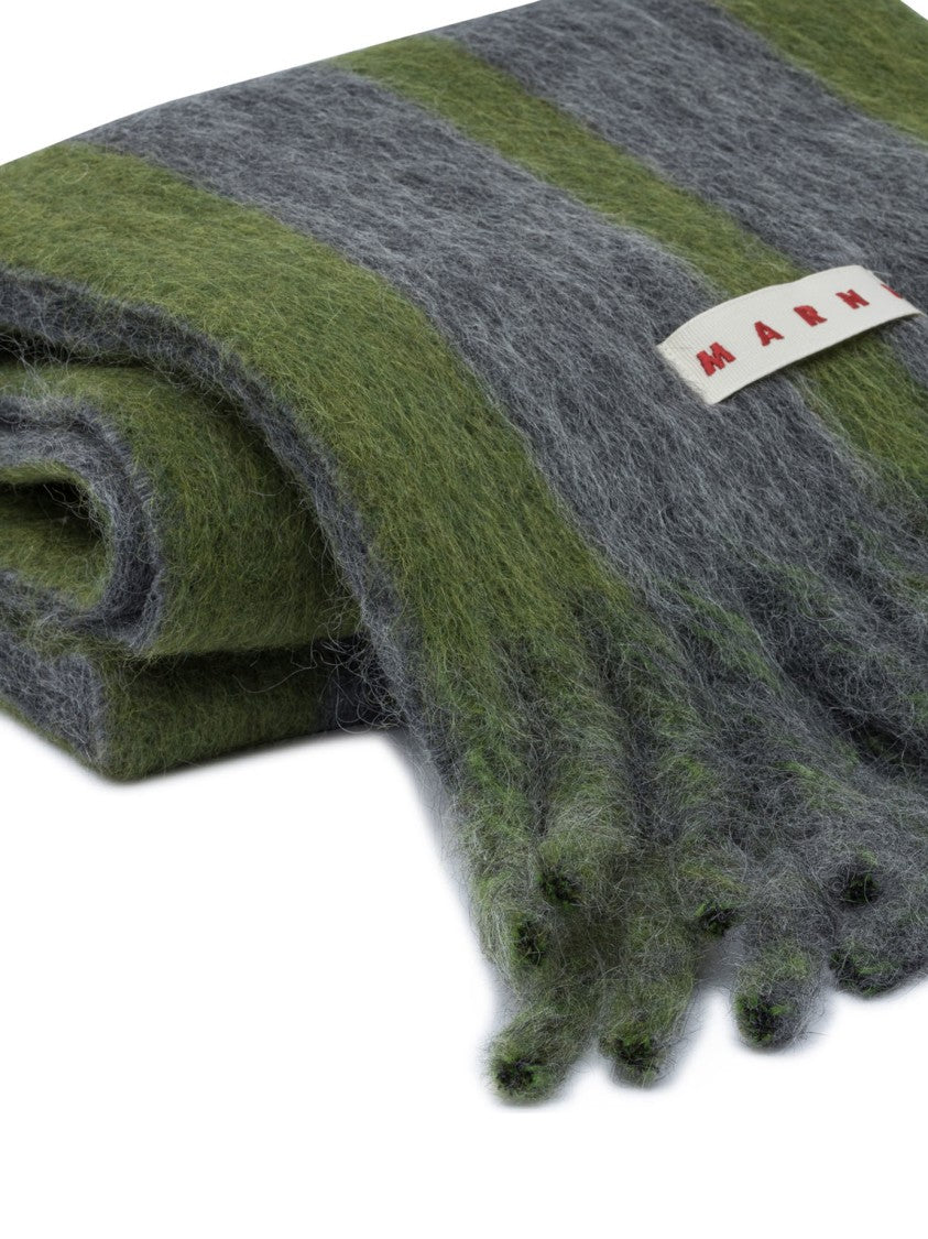 Marni Vertical Striped Soft Scarf With Fringed Ends