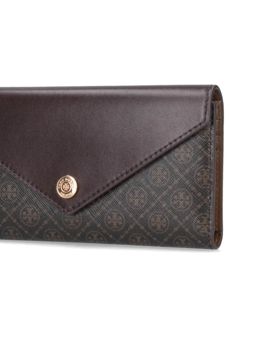 Tory Burch "T Monogram" Bifold Wallet – Brown