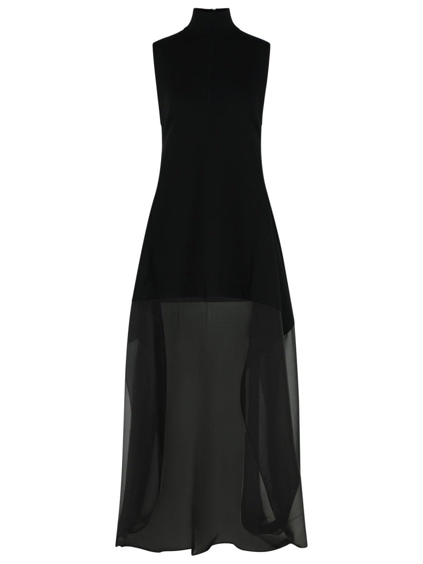 Sportmax Viscose Knit Dress With Black Silk Georgette Skirt
