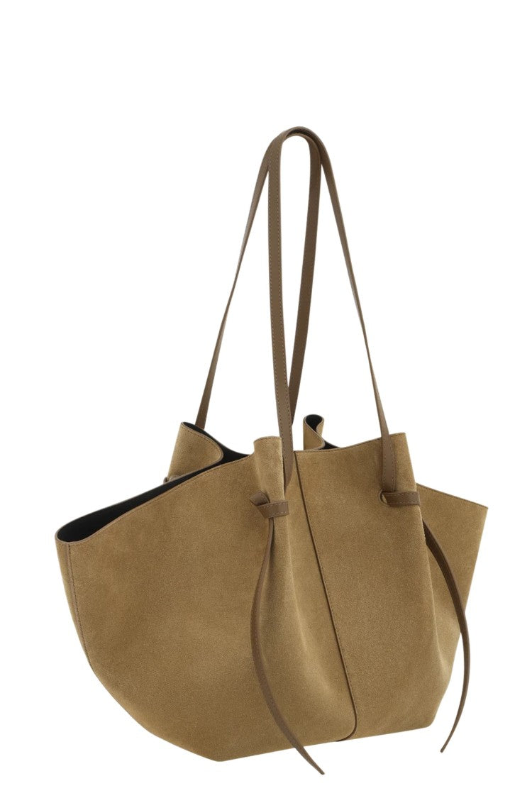 Yuzefi Fennel Large Mochi Knot Handle Suede Tote Bag