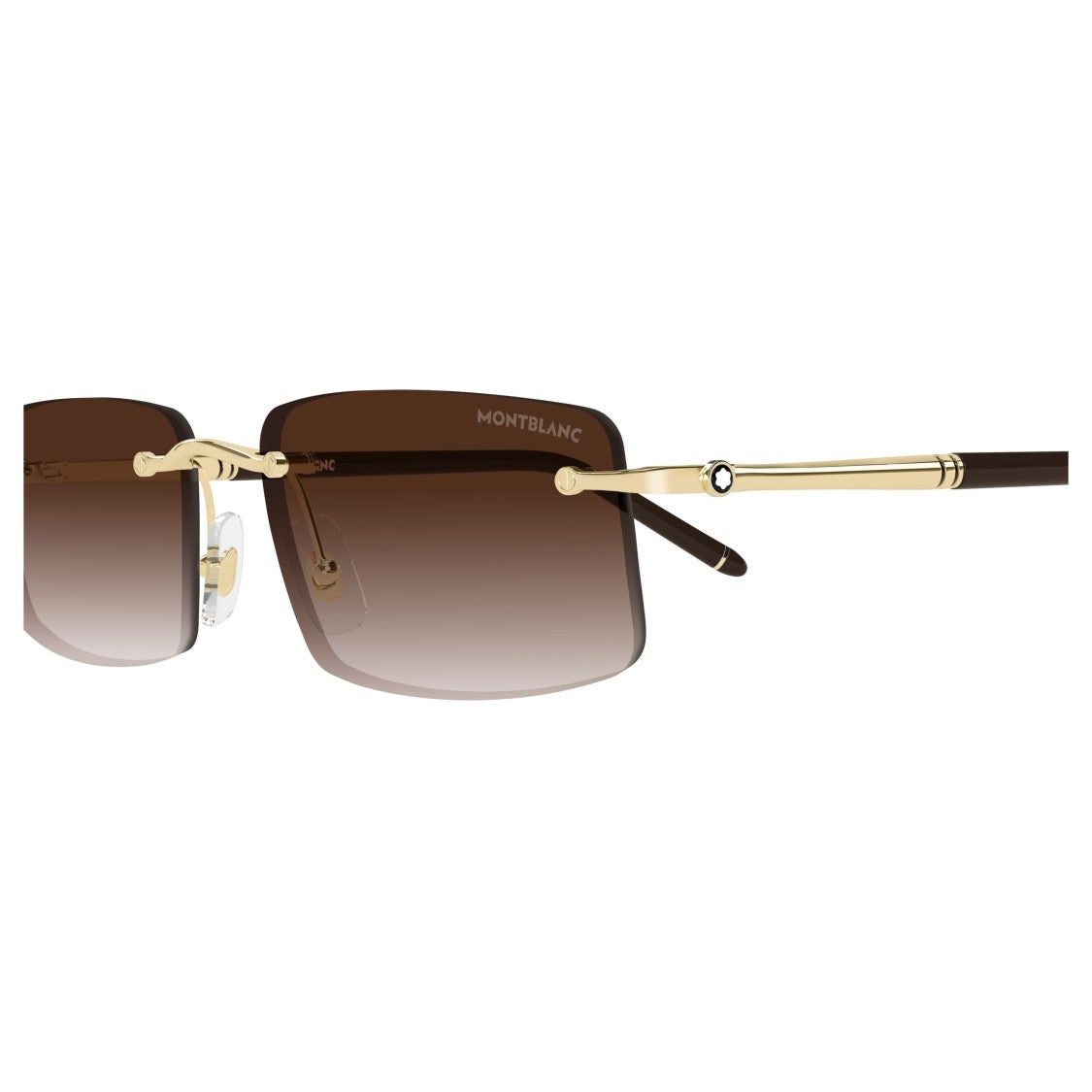 Montblanc Rimless Rectangular Sunglasses With Gold-Toned Temples