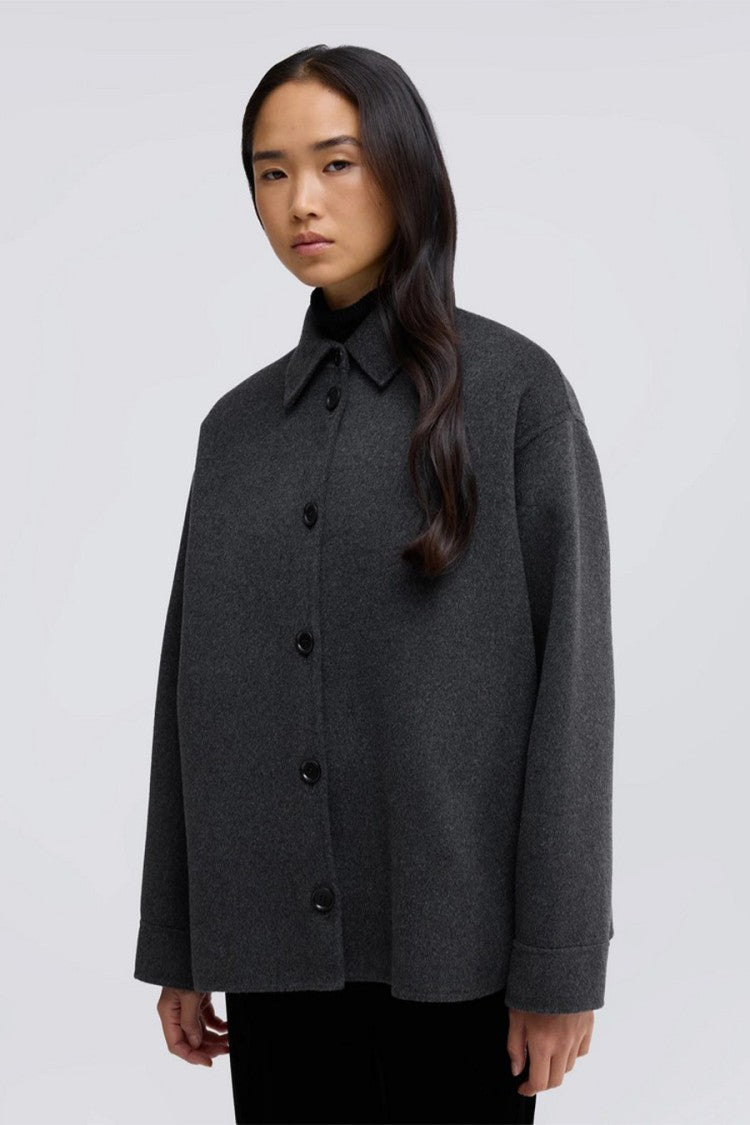 Aspesi Charcoal Boxy Collared Wool Jacket