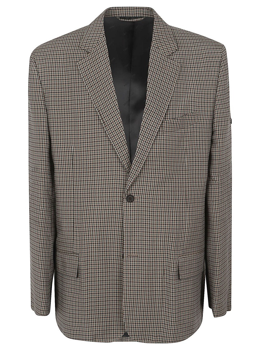 Balenciaga Checkered Blazer With Structured Shoulders And Button Closure