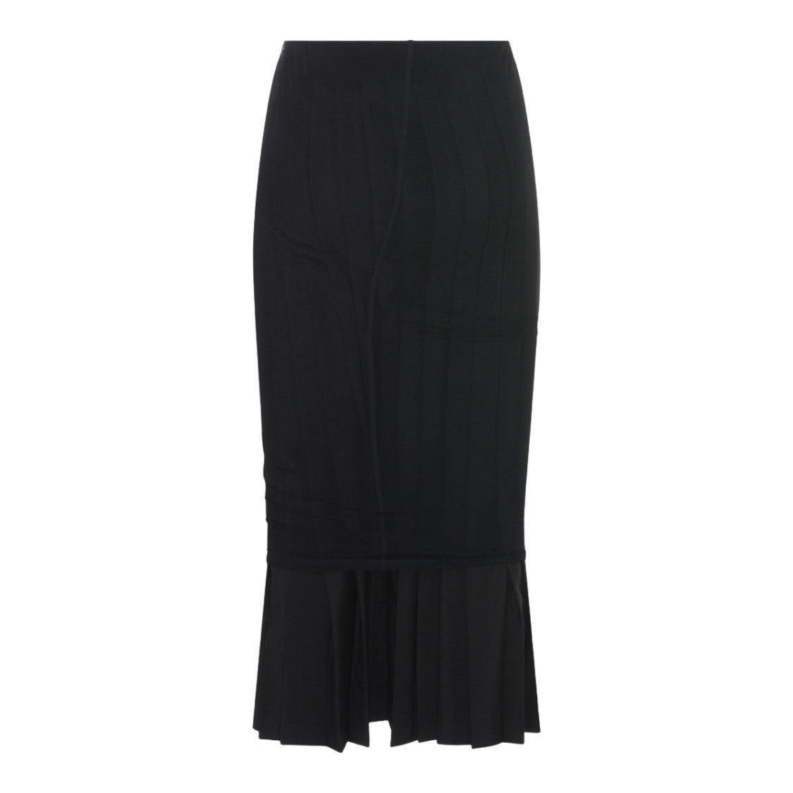 Mm6 By Maison Margiela Fitted Mid-Calf Skirt With Pleated Ruffle Hem