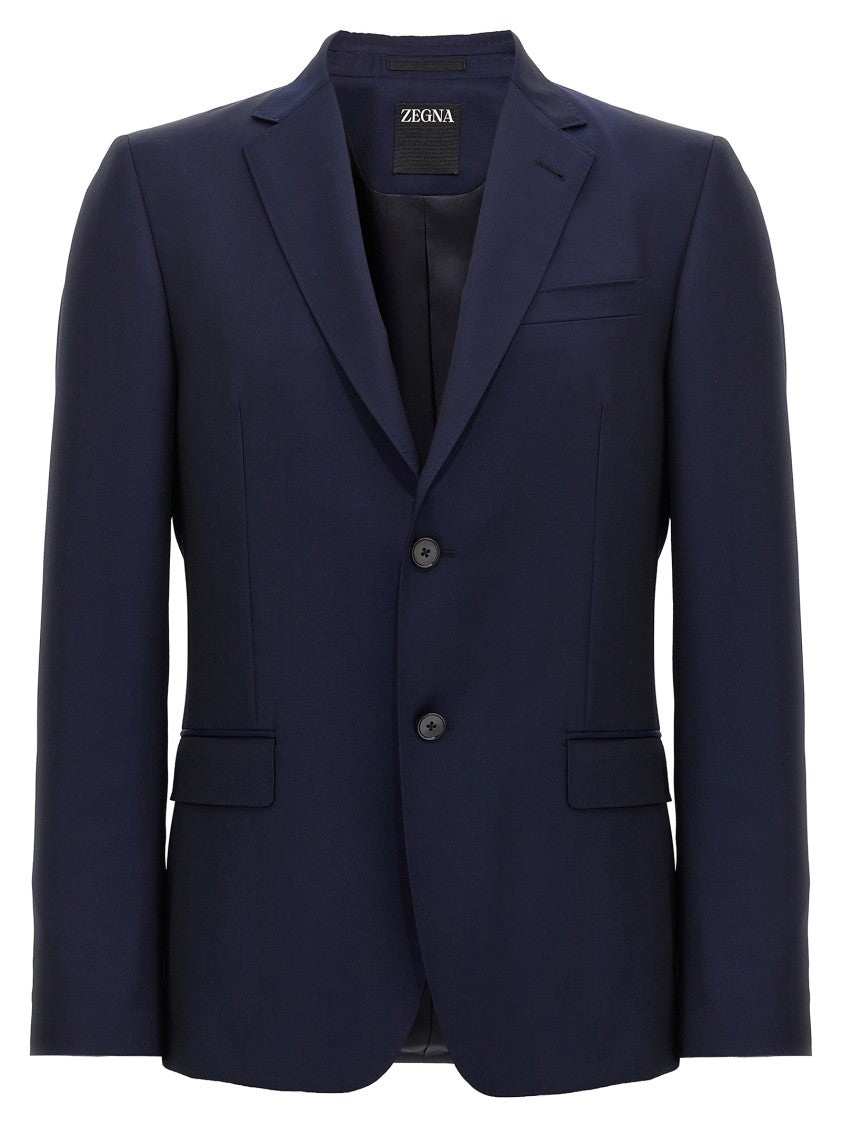 Zegna Tailored Single-Breasted Blazer In Wool And Mohair Blend