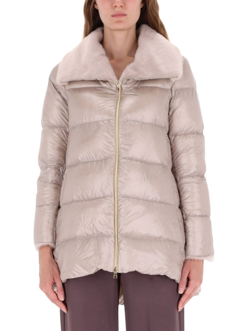 Herno Quilted Padded Multi-Color Sports Jacket With Asymmetrical Zip Closure