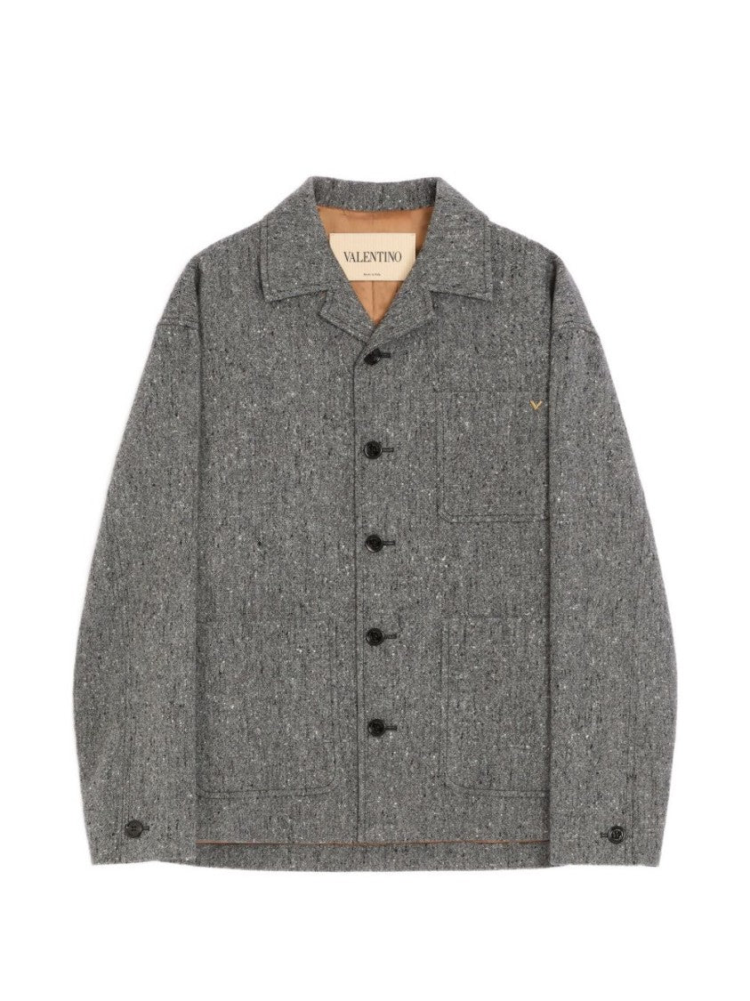 Valentino Garavani Grey Tailored Wool Classic Collar Jacket