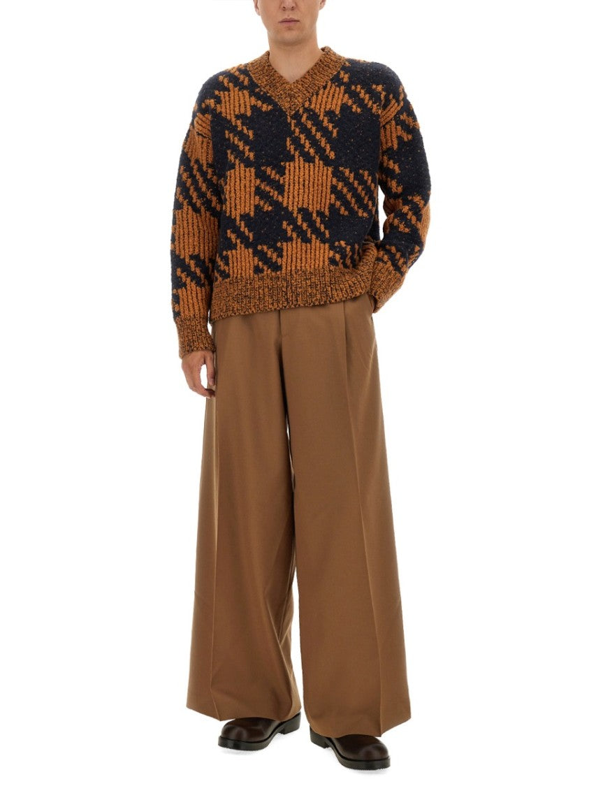Dries Van Noten Oversized Check Knit Wool-Blend Sweater