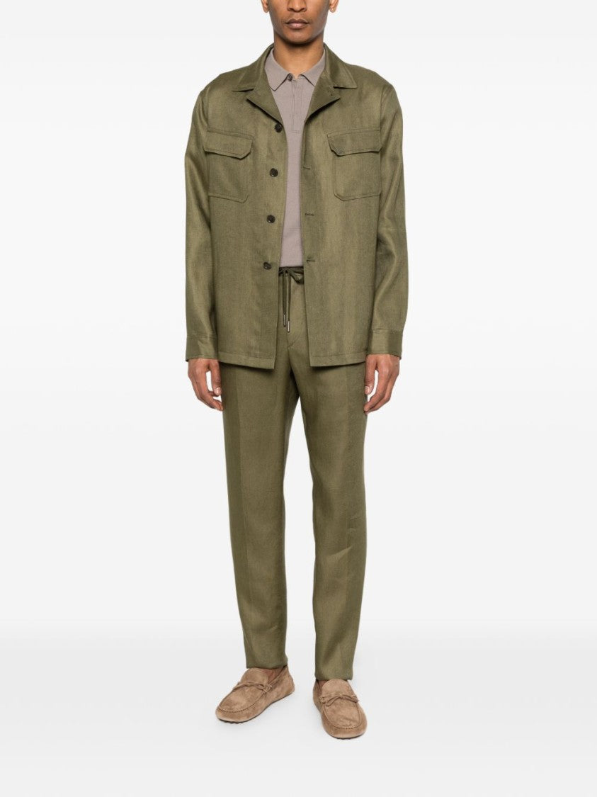 Tagliatore Olive Green Icoman Pleated Trousers