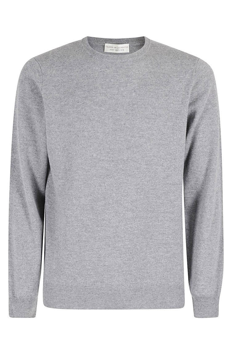 Filippo De Laurentis Cashmere Blend Crew Neck Sweater In Sophisticated Grey