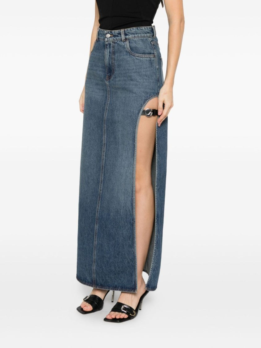 Coperni Blue High Waist Denim Side Skirt