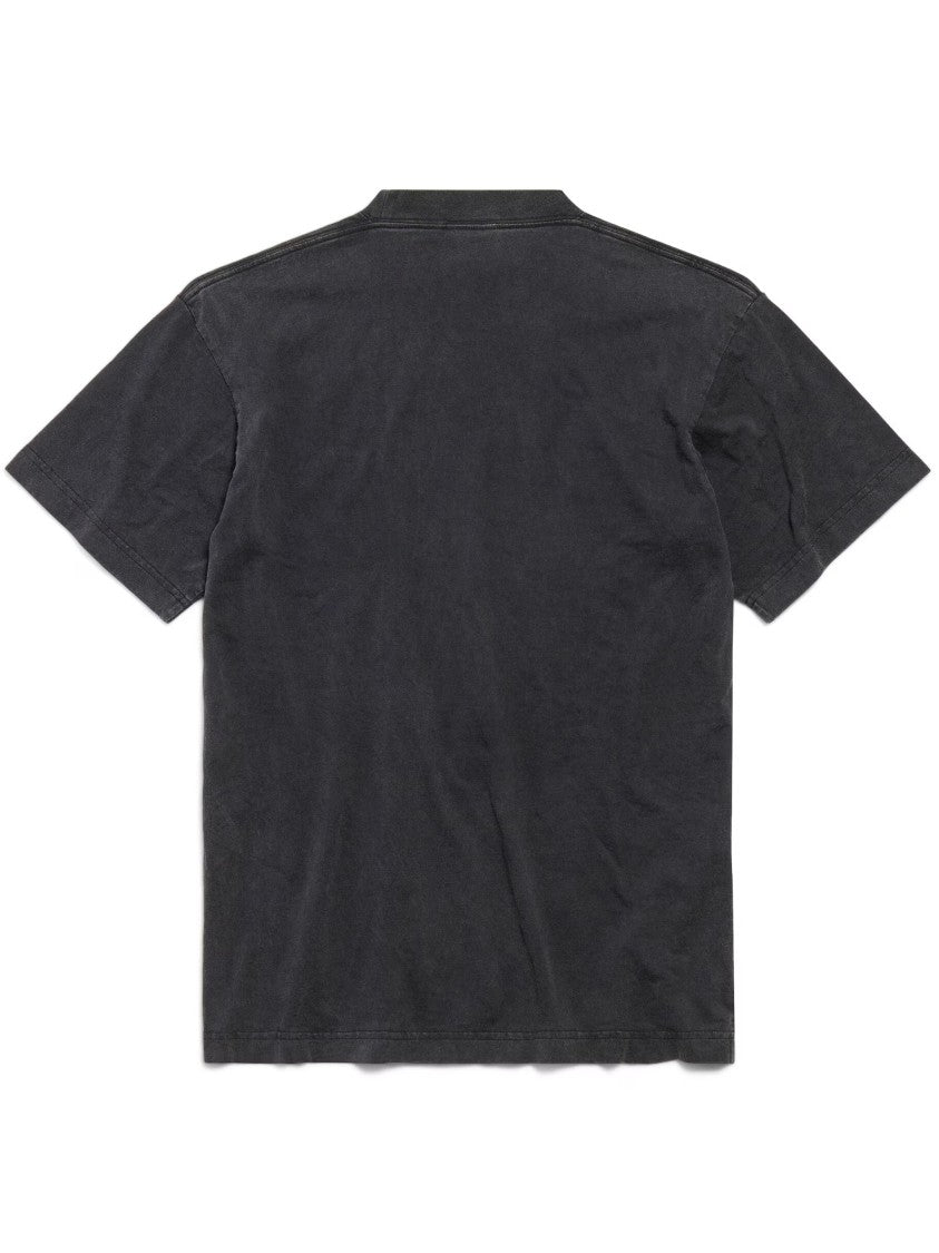 Balenciaga Washed Black Standard Distressed Cotton T-Shirt