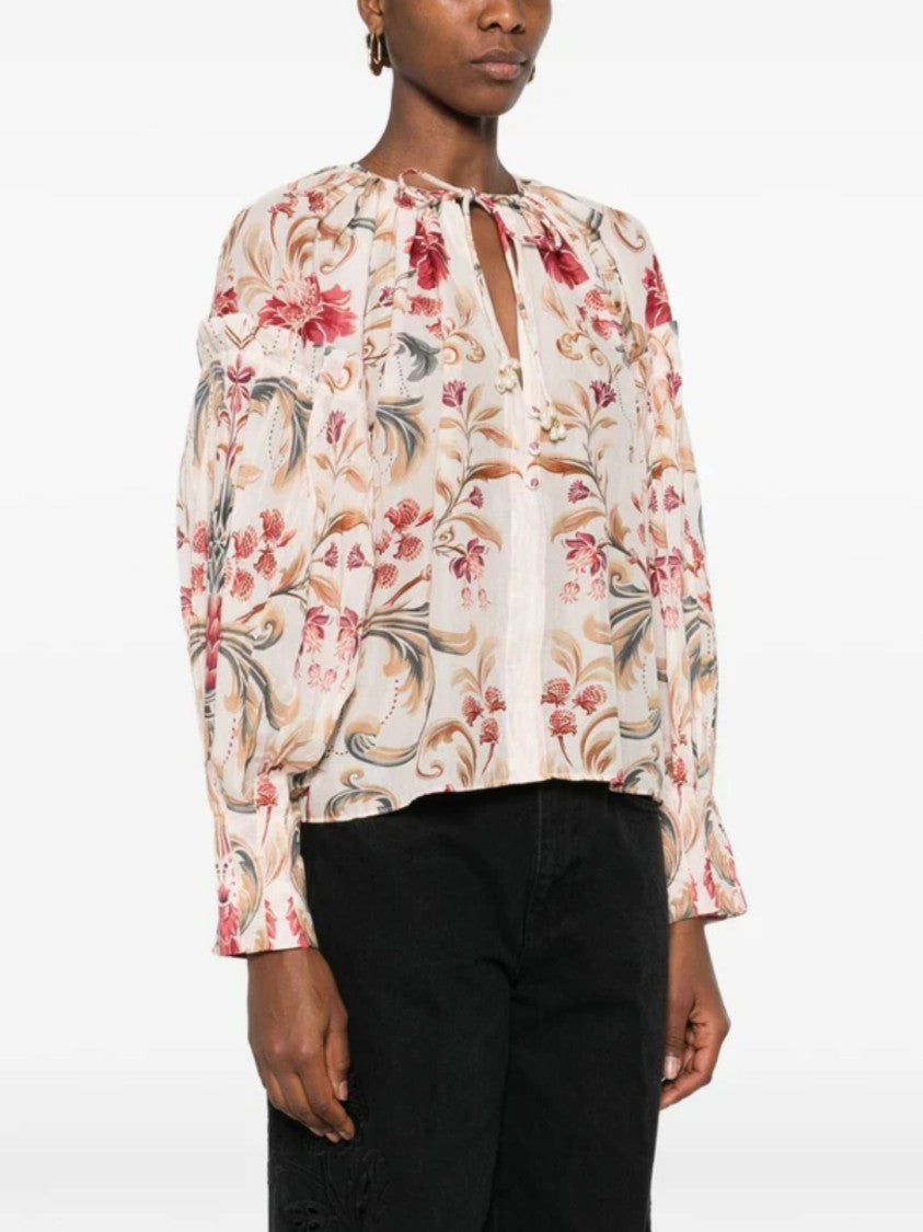 Farm Rio Multicolor Floral Print Cotton Blouse