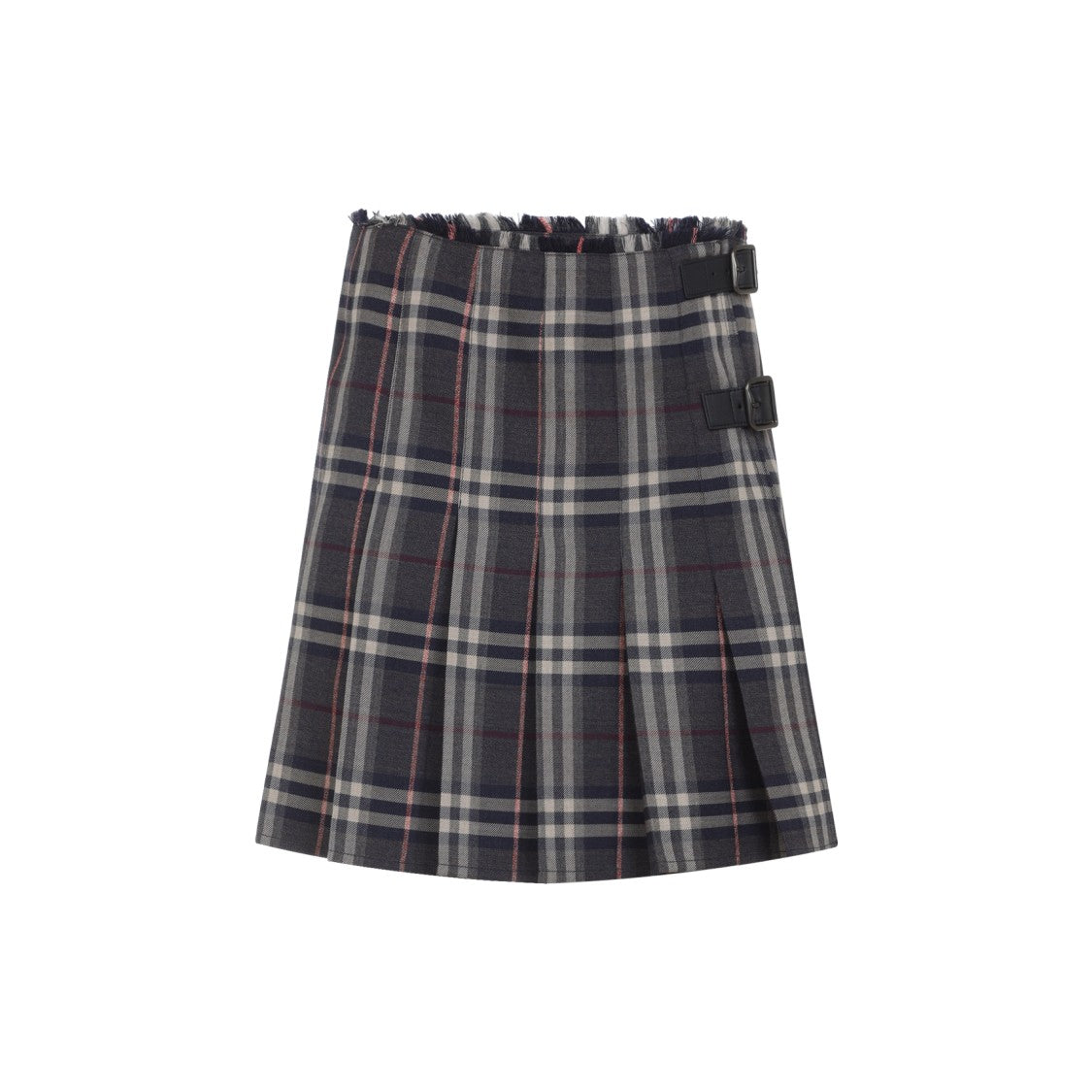 Burberry Knee-Length Wool Skirt With Classic Plaid Pattern