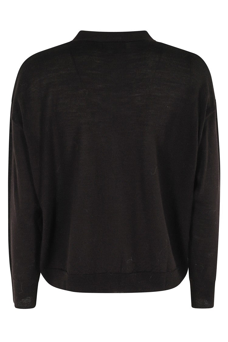 Soeur Idem V-Neck Chocolate Merino Wool Cardigan