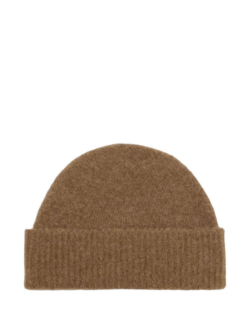 Ami Paris Ribbed Knit Hat With Ami De Coeur Monogram Detail
