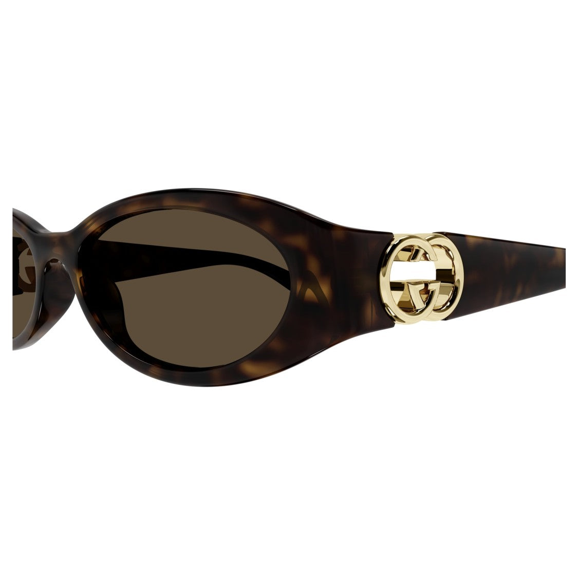 Gucci Tortoiseshell Oval Sunglasses With Gold-Tone Logo Accent