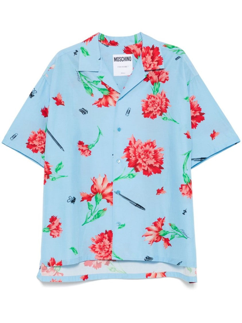 Moschino Splash Blue Drop Shoulder Slit Shirt
