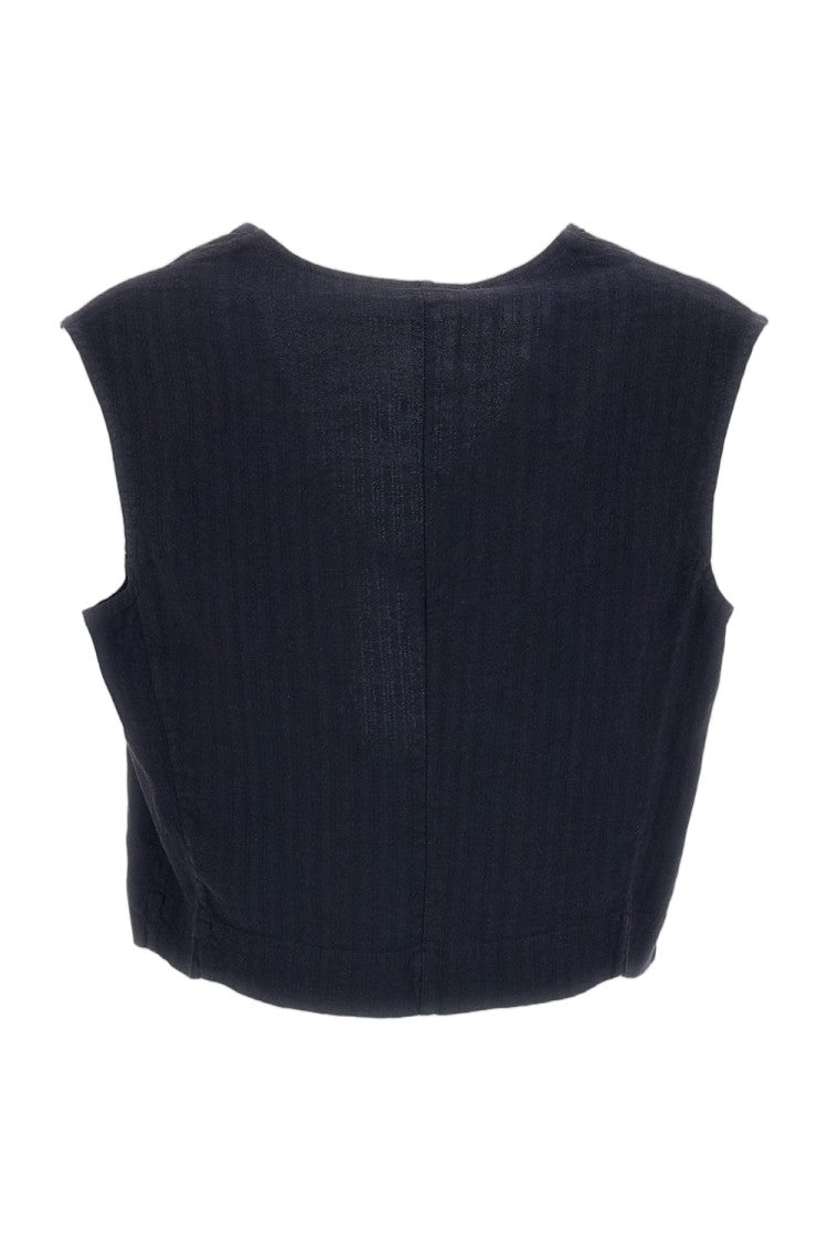 Barena Blue Linen-Blend Herringbone-Effect Gilet