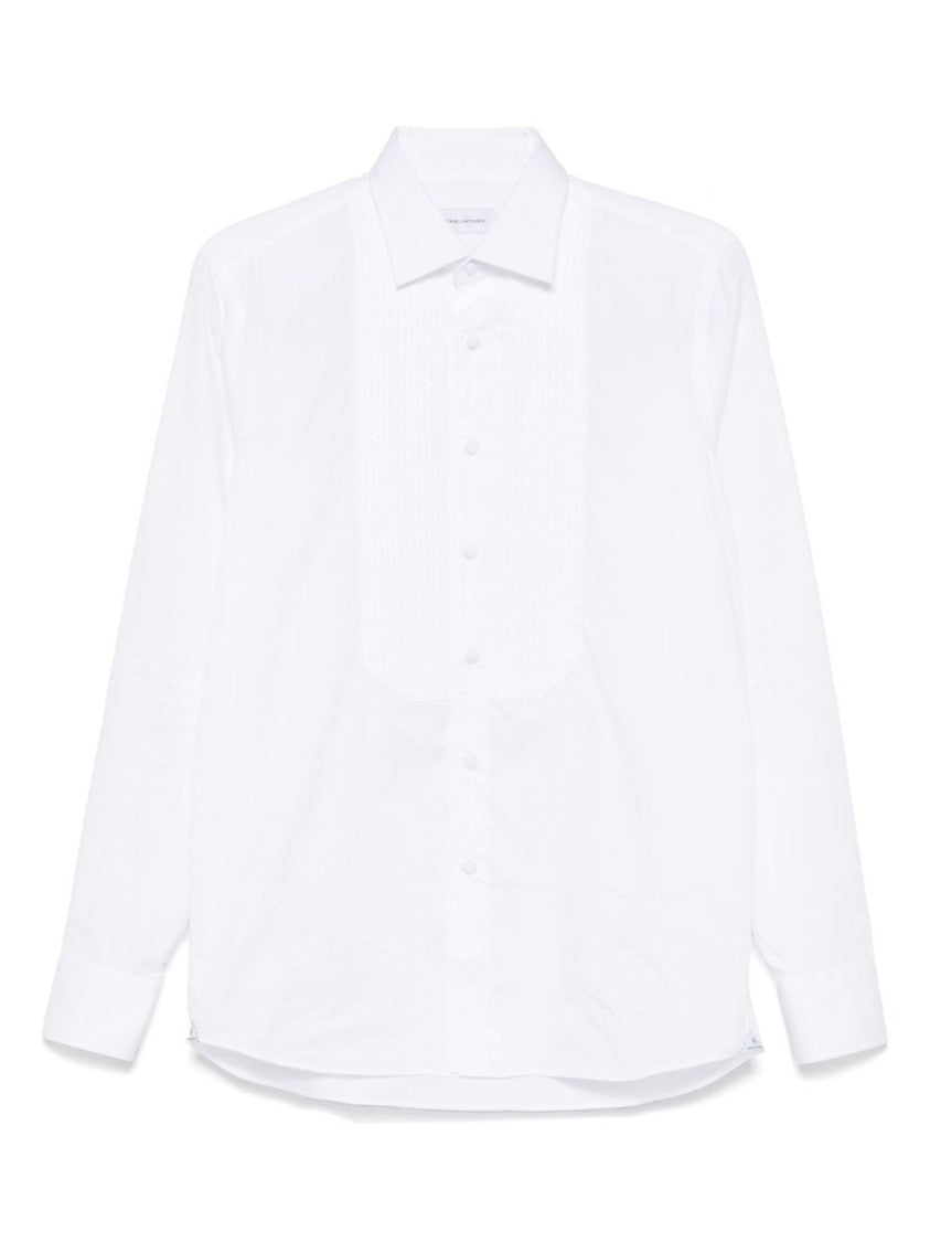 Tagliatore Refined White Smoking Shirt With Pintuck Detailing