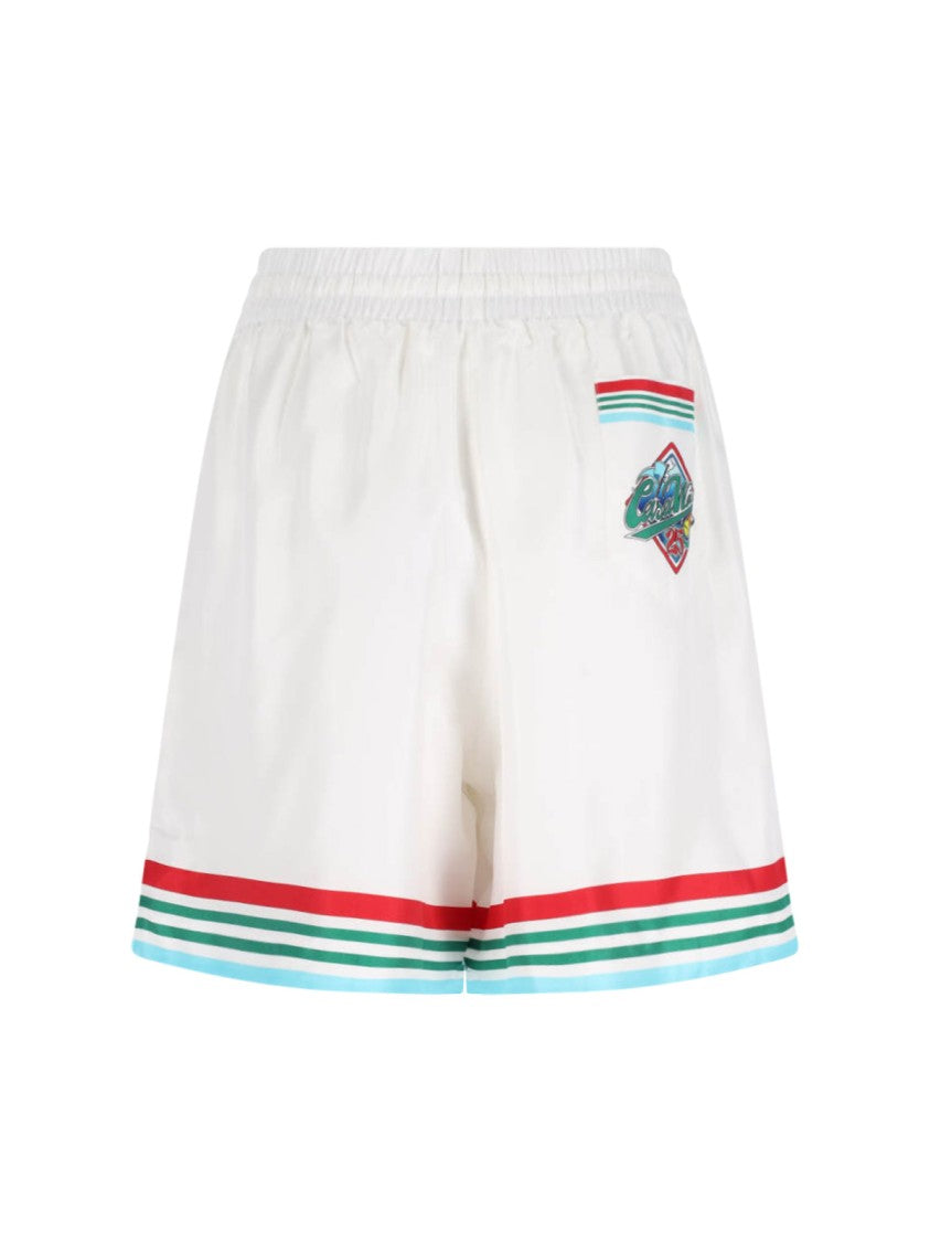 Casablanca Silk Shorts With Multi-Color Logo Print