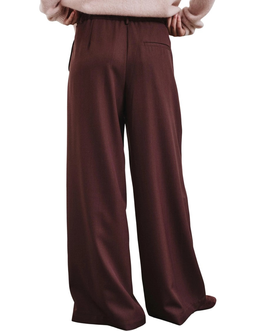 Pomandère Navy Technical Wool Gabardine Wide-Leg Pants