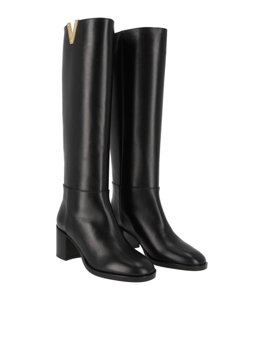 Via Roma 15 Black New Semplice Leather Knee-High Boots
