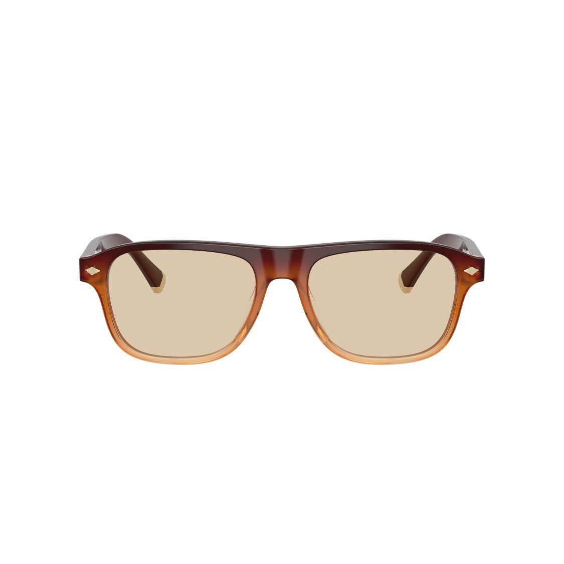 Brunello Cucinelli 0Bc3014 Gradient Brown Rectangular Frame Sunglasses With Gold Accents